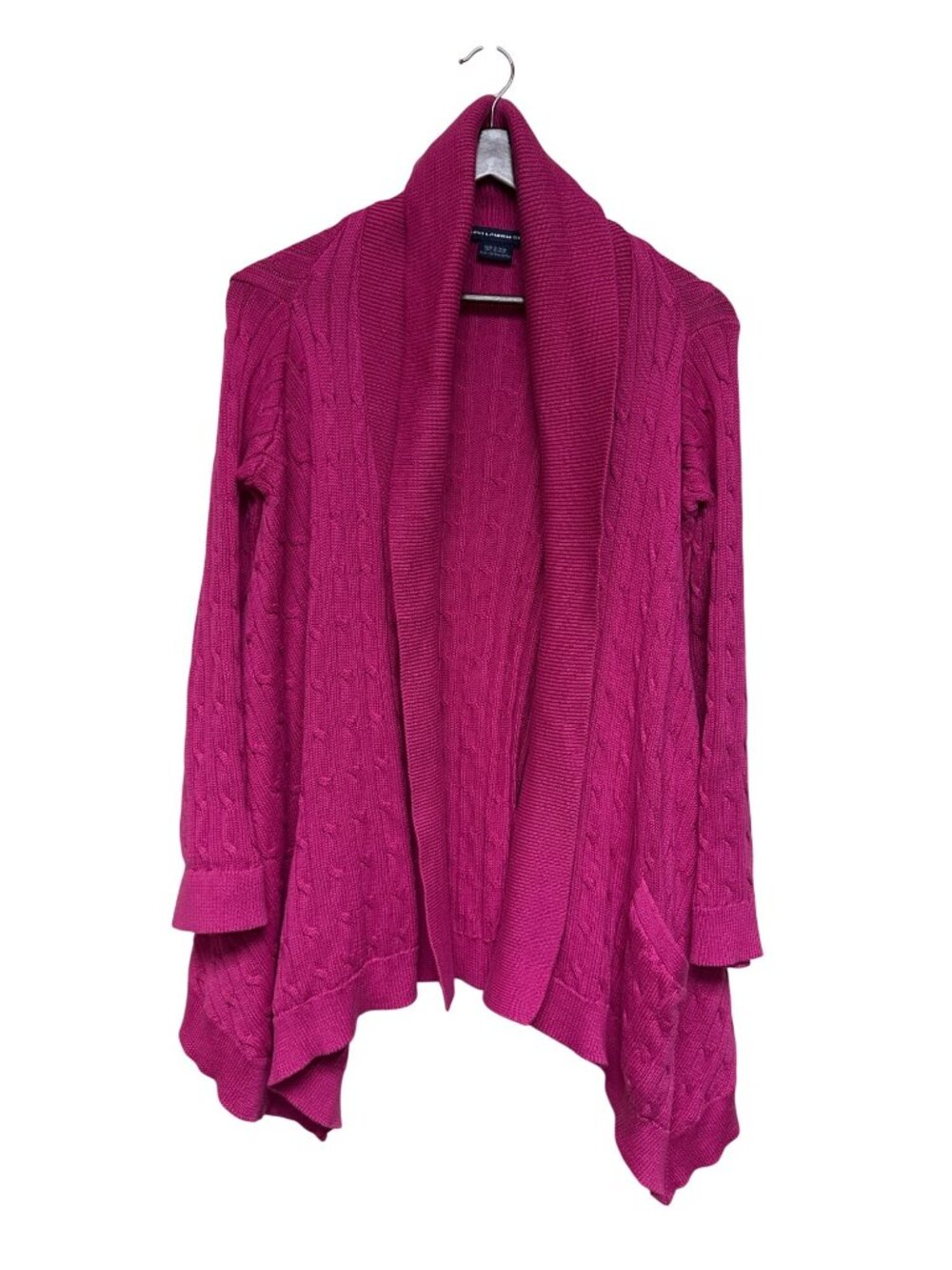 Ralph Lauren Sport Women's Sweater Cardigan Pink Cable Knit Open Front XS